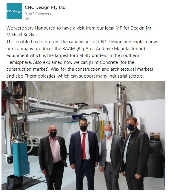 MP Michael Sukkar visits CNC Design
